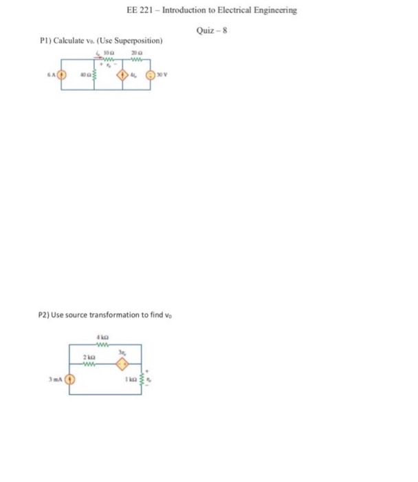 Solved Ee 221 Introduction To Electrical Engineering Quiz