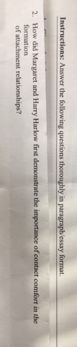 Solved Instructions Answer The Following Questions Thoro