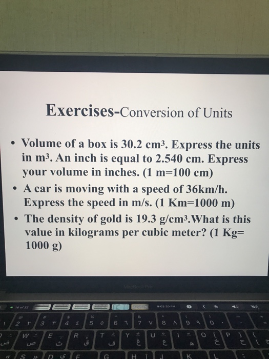 Exercises Conversion Of Units Volume Of A Box Is 30 2 Chegg Com