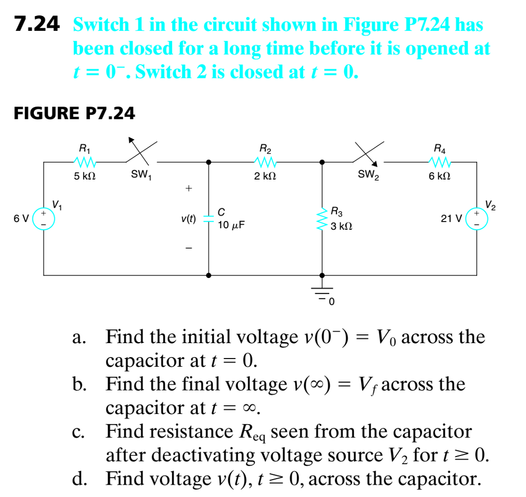 Solved Switch 1 In The Circuit Shown In Figure P7.24 Has