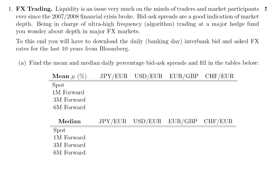 1 Fx Trading Liquidity Is An Issue Very Much On Chegg Com - 