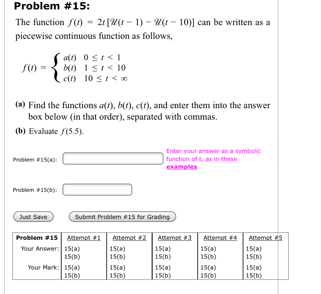 Solved Problem 15 The Function F T 2t Il I 1 Il I 10 Chegg Com