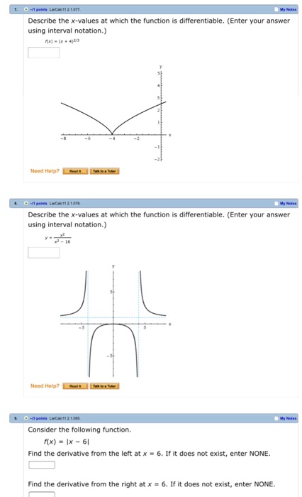 Solved Describe The X-Values At Which The Function Is | Chegg.com