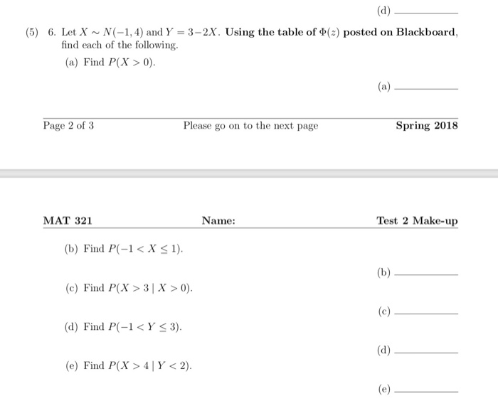 Solved 5 6 Let X N 1 4 And Y 3 2x Using The Table Chegg Com