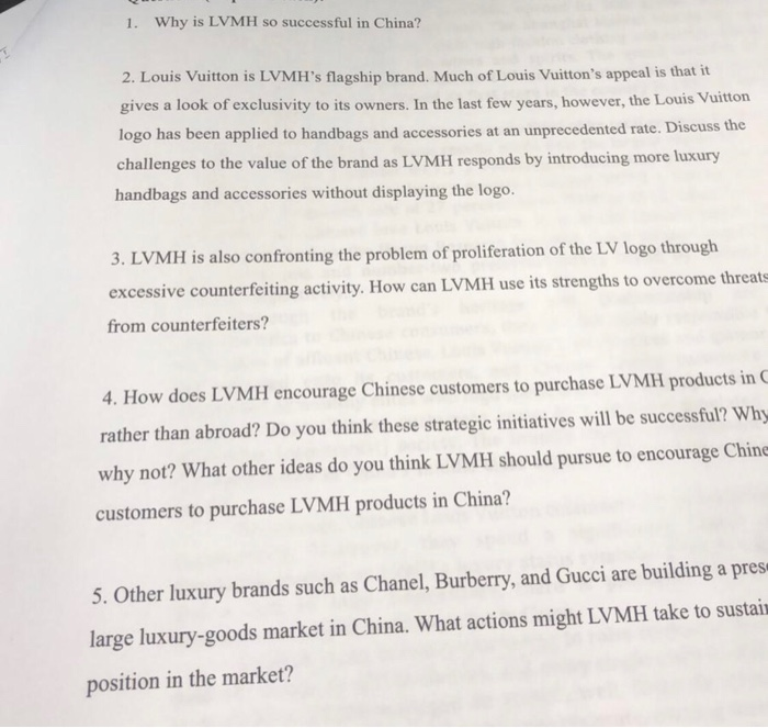 1. Why is LVMH so successful in China? 2. Louis