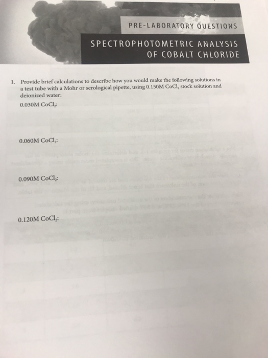 Solved PRELABORATORY QUESTIONS SPECTROPHOTOMETRIC ANALYS...