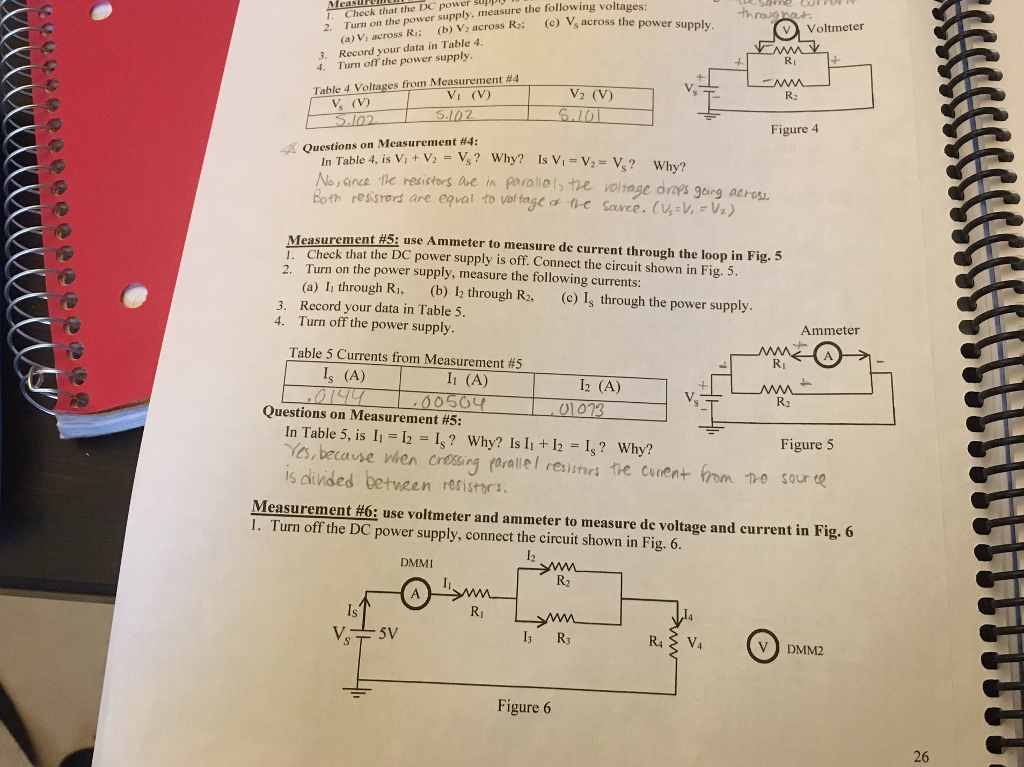 Solved Table 6 Measured And Calculated Voltages And Curre Chegg Com