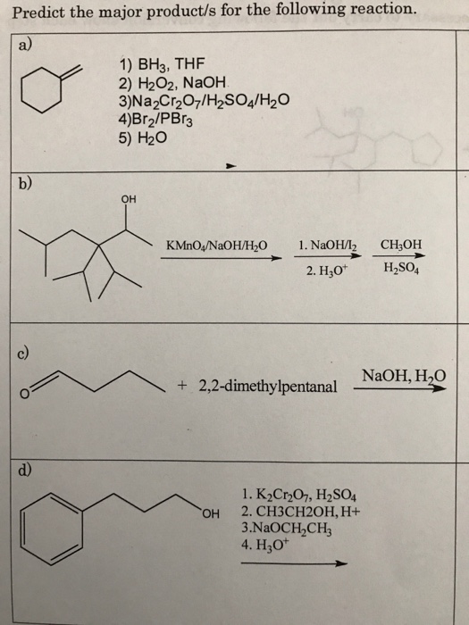 a) 1) BH_3, THF 2) H_2O_2, NaOH 3) Na_2Cr_2O_7/H_2SO_...