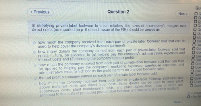 Solved Question 1 Previous Next Y O Question O Question O Chegg Com