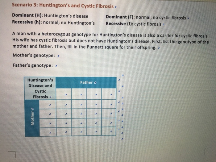 Solved Scenario 3 Huntington S And Cystic Fibrosis Chegg Com