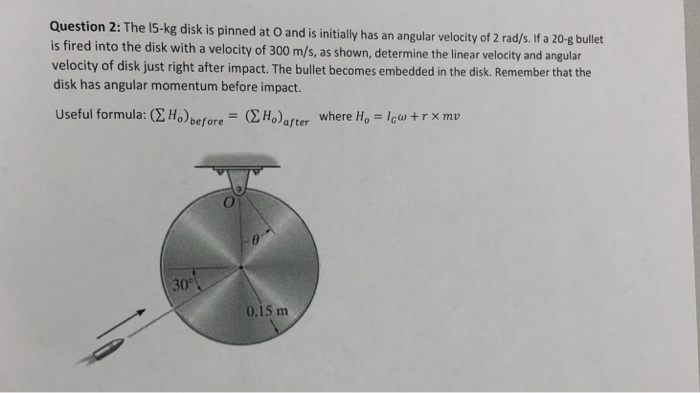 Solved Question 2 The I5 Kg Disk Is Pinned At O And Is I Chegg Com