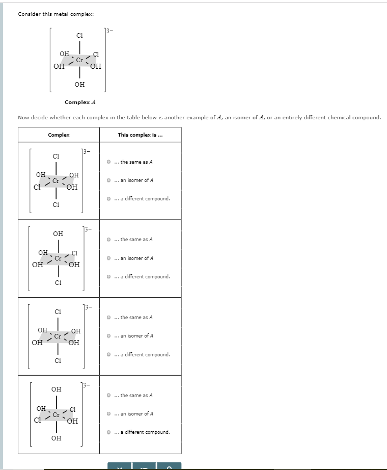 Solved Consider This Metal Complex C1 Oh Cl Oh Oh Oh C Chegg Com