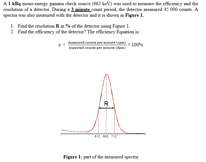 Solved A 1 kBq mono-energy gamma check source (662 keV) was 