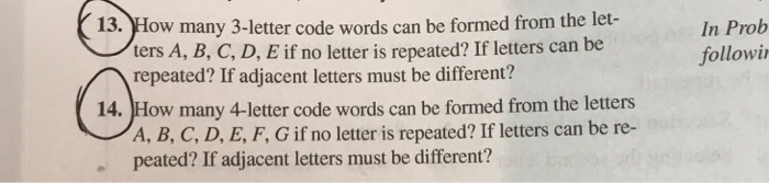 Solved Aike G The First Letter N 8 Ways G The Third Let Chegg Com