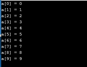 a[0] = 0 a[1] = 1 a[2] 2 а[3] 3 a[4] = 4 ia [5] = 5 a[6] 6 a[7] =1 a[8] = 8 а[9] 9