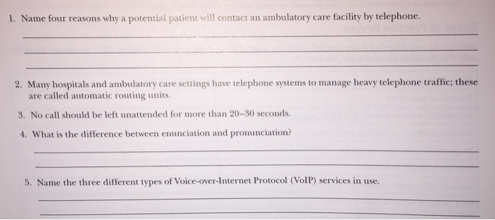 Solved 1 Name Four Reasons Why A Potential Patient Will - 