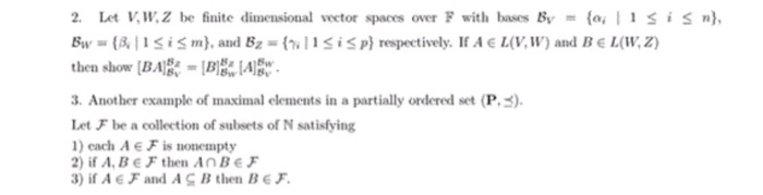 2 Let V W Z Be Finite Dimensional Vector Spaces O Chegg Com