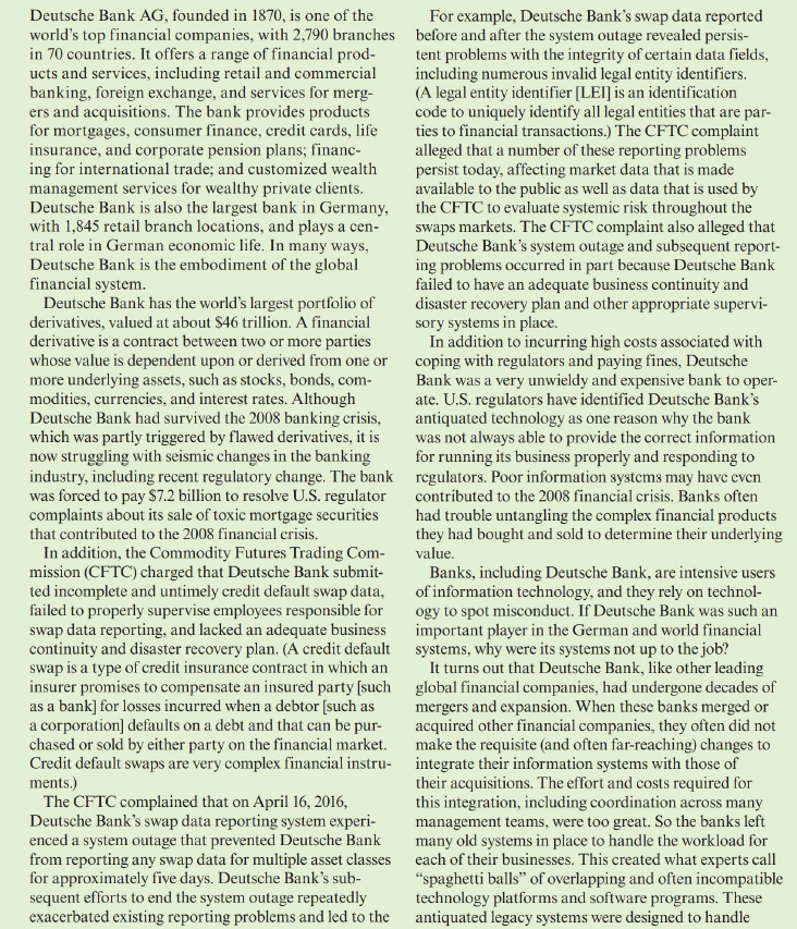 Solved Was Deutsche Bank Using Technology Effectively To