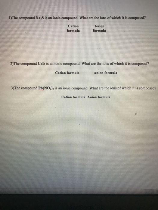Solved 1 The Compound Nas Is An Ionic Compound What Are Chegg Com