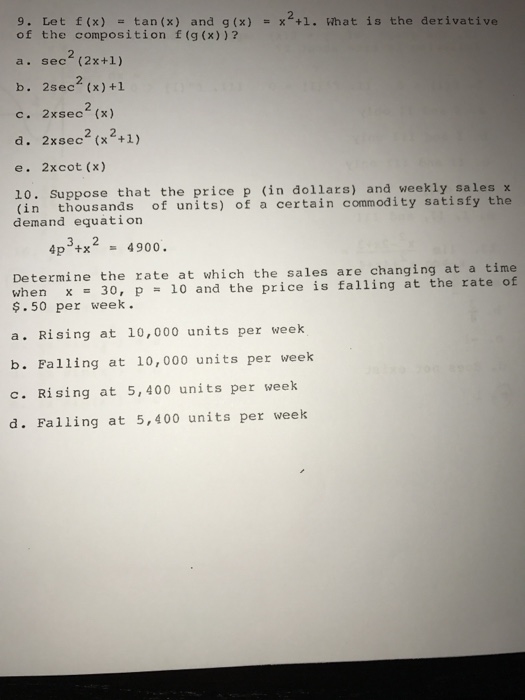 Solved Let F X Tan X And G X X 2 1 What Is T Chegg Com