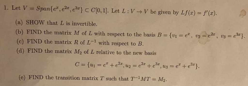 Solved 1 Let V Span E E2z An C C 0 1 Let L V Chegg Com