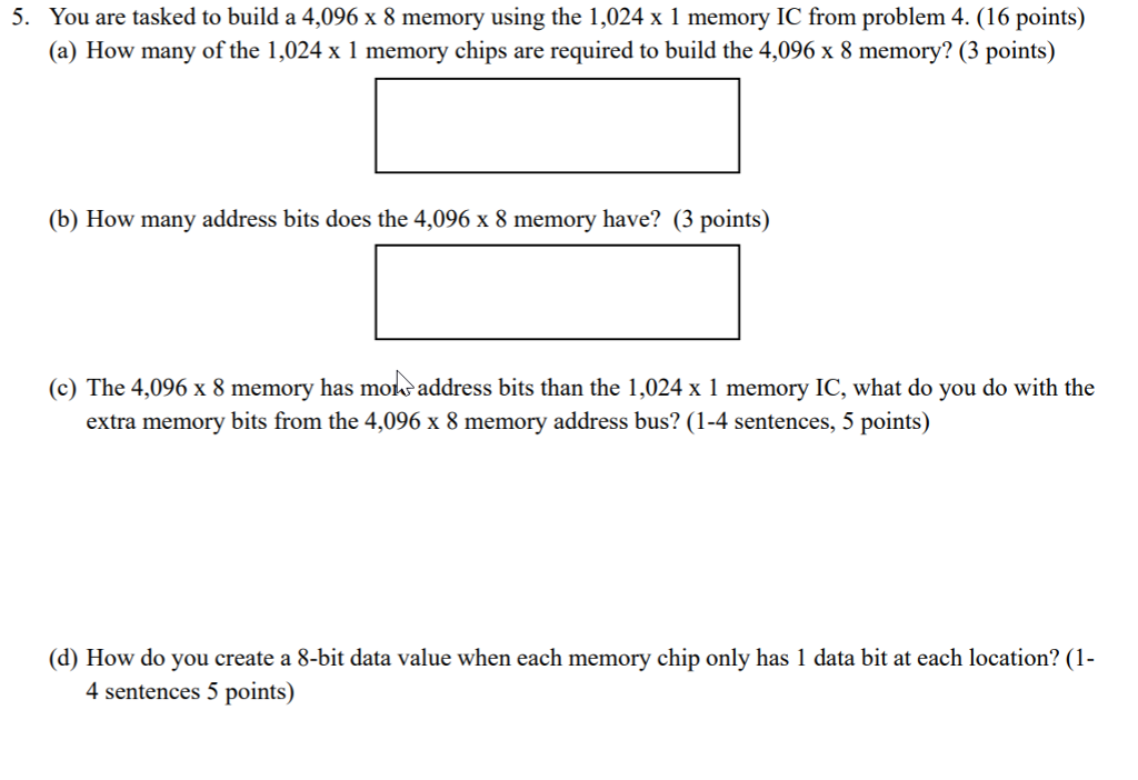 Solved S You Are Tasked To Build A 4 096 X 8 Memory Usin Chegg Com