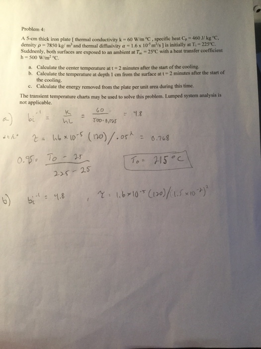 Solved Problem4 A 5 Cm Thick Iron Plate Thermal Conduct Chegg Com