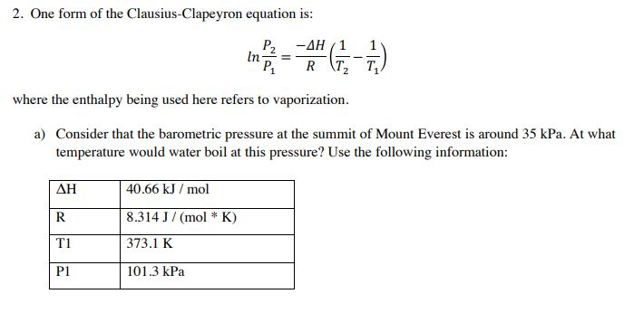 clausius clapeyron equation