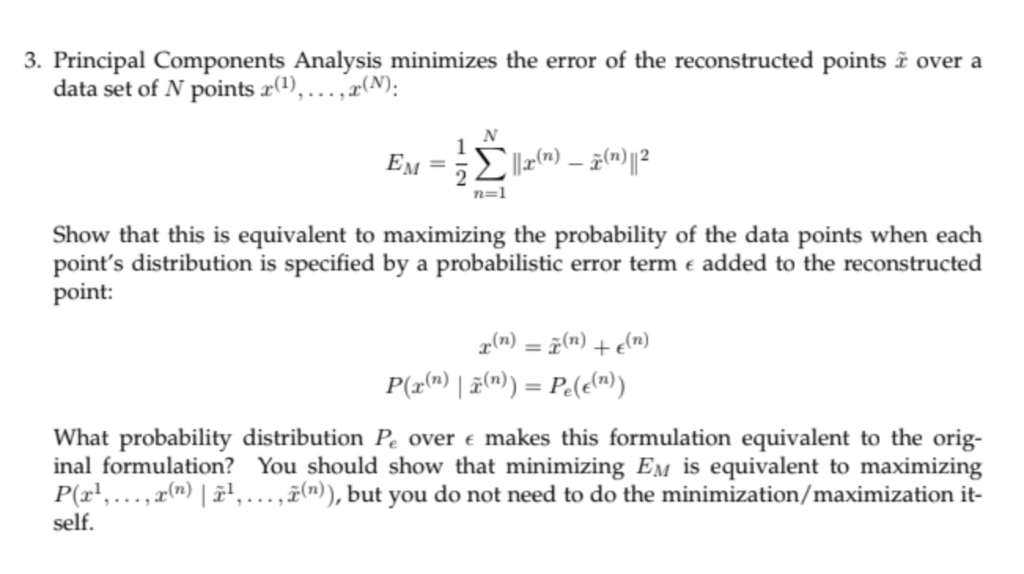 3 Principal Components Analysis Minimizes The Err Chegg Com