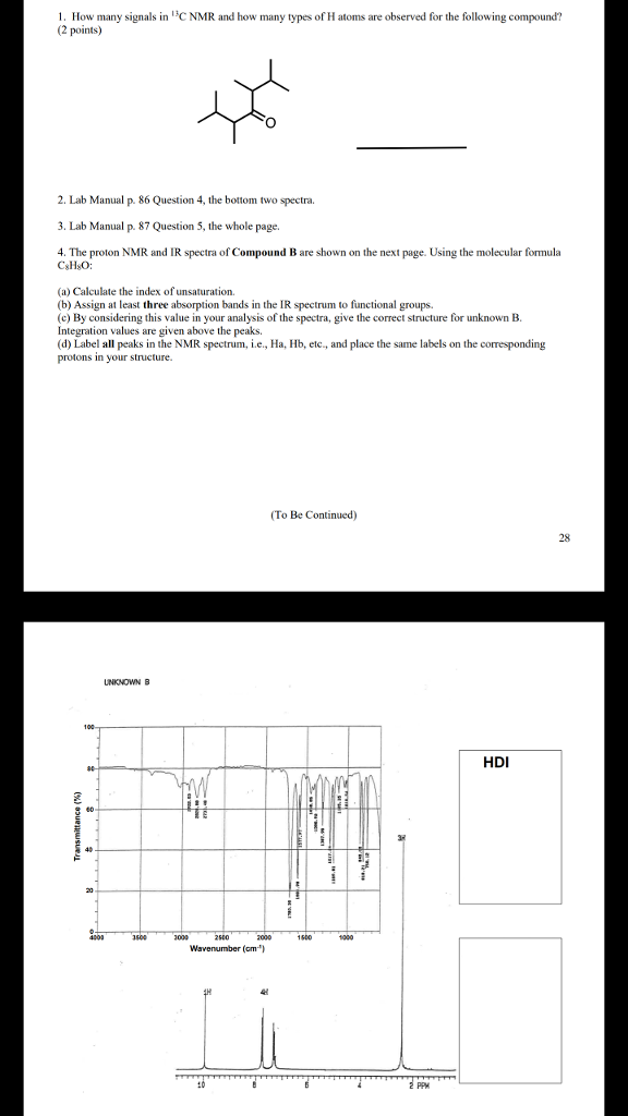 Solved 1 How Many Signals In C Nmr And How Many Types Of