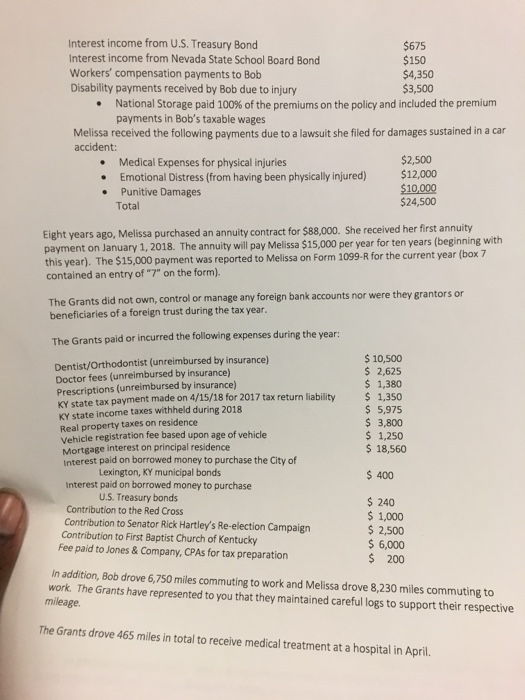 Solved Tax Return Scenario Please complete the 2018 federal 