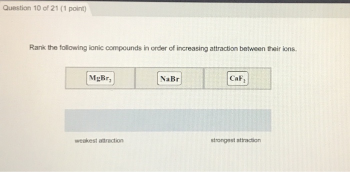 Solved Rank The Following Ionic Compounds In Order Of Inc
