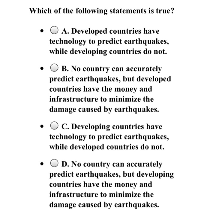 Solved: Which Of The Following Statements Is True? A. Deve ... Solved: Which Of The Following Statements Is True? A. Deve ...