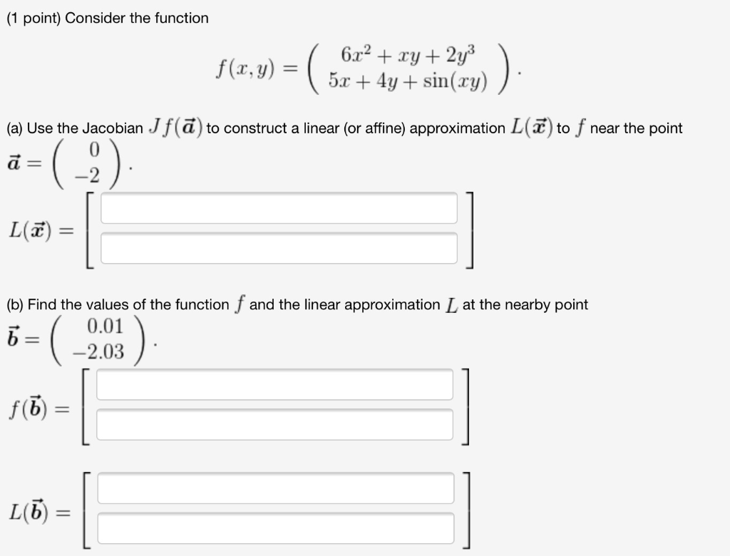 Solved 1 Point Consider The Function F X 5r 4y Sin Ry Chegg Com