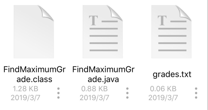 FindMaximumGr FindMaximumGr grades.txt 0.06 KB 2019/3/7 ade.java 0.88 KB 2019/3/7 ade.class 1.28 KB 2019/3/7