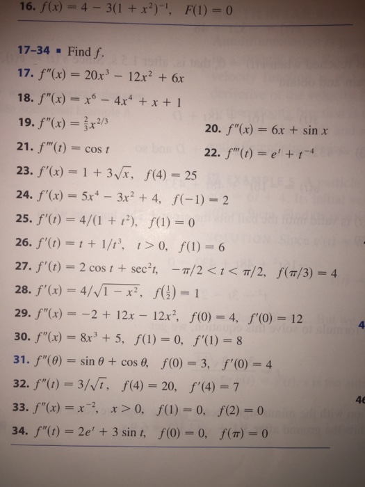 Solved 16 F X 4 3 1 X2 1 F 1 0 17 34 Find F 17 Chegg Com