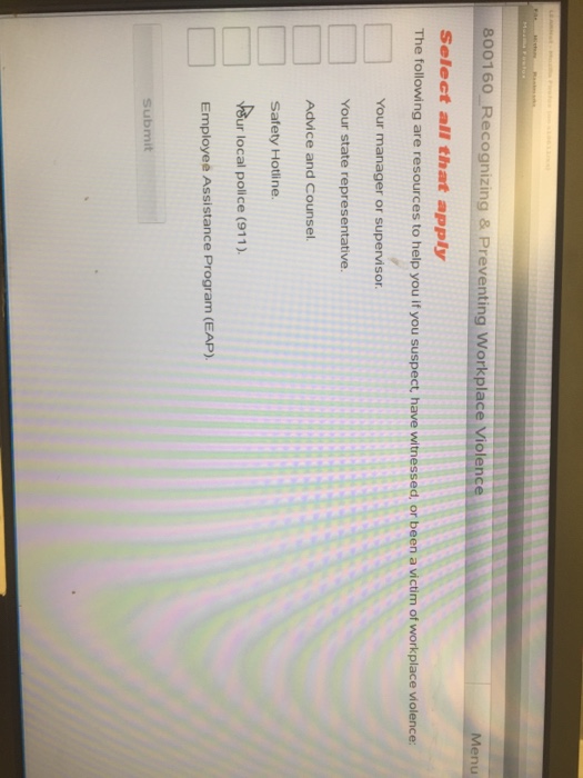 800160 Recognizing Preventing Workplace Violence Chegg 