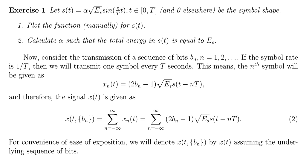 Exercise 1 Let S T Ae Sin T T E L0 T1 And O E Chegg Com