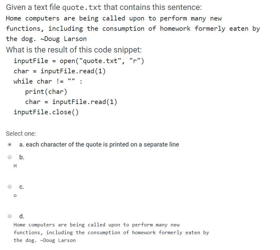 Given a text file quote.txt that contains this sentence: Home computers are being called upon to perform many new functions,