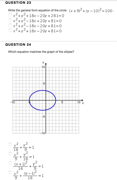 Solved Question 23 Write The General Form Equation Of The Chegg Com