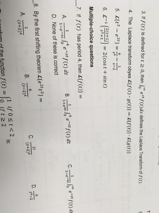 Solved 3 If F T Is Defined For T 2 Then Est F T Ds Def Chegg Com