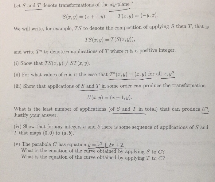 Solved Let S And T Denote Transformations Of The Ry Plane Chegg Com