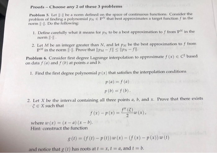 Solved Proofs Choose Any 2 Of These 3 Problems Problem Chegg Com