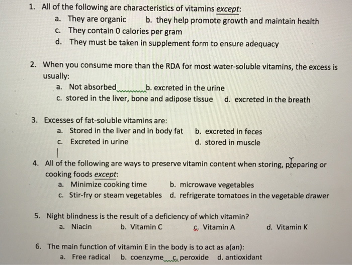 Solved 1 All Of The Following Are Characteristics Of Vit Chegg Com