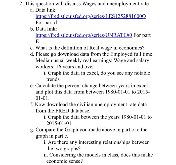 2 This Question Will Discuss Wages And Unemployme Chegg Com