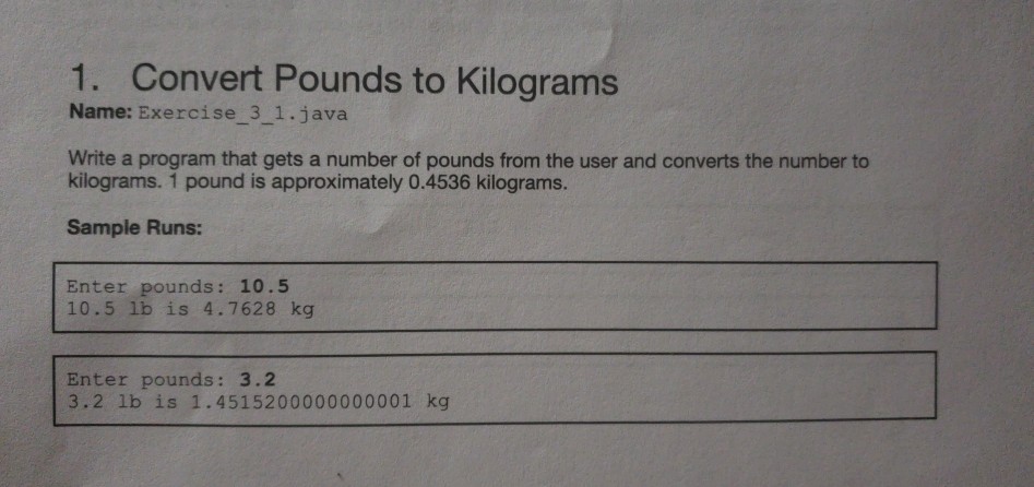 Pound in kilogramm 1 Convert 1