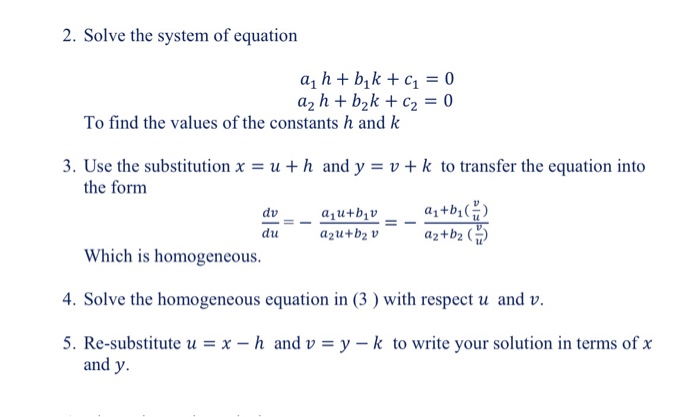 Solved 2 Solve The System Of Equation To Find The Values Chegg Com