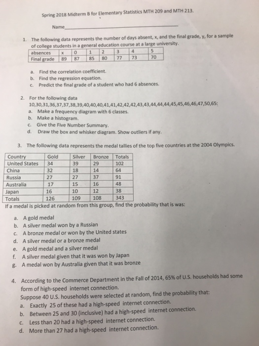 Statistics midterm exams with solutions picture