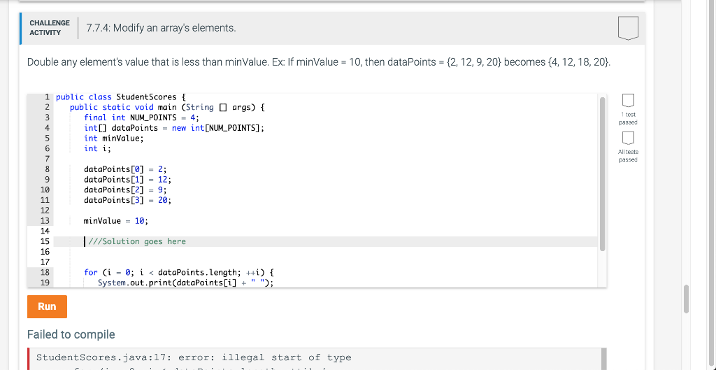 Solved Challenge 774 Modify An Arrays Elements Activi