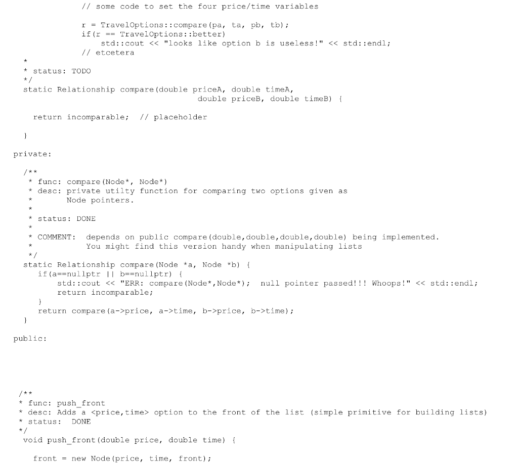 // some code to set the four price/time variables r traveloptions: :compare (pa, ta, pb, tb) if (r -traveloptions: :better) s